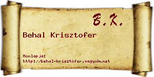 Behal Krisztofer névjegykártya